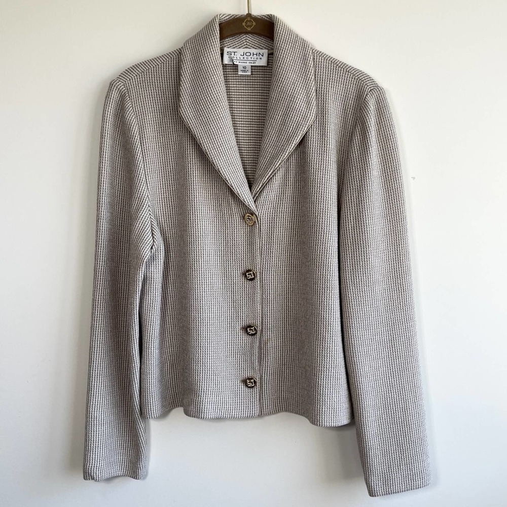 COPY - St John Collection Beige Tweed Stretch Blazer 10